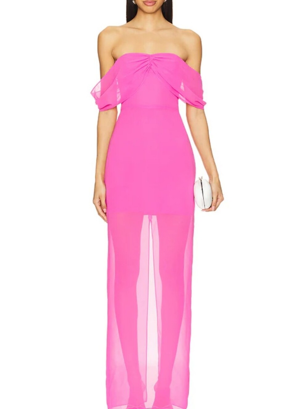 Amanda Uprichard Hot Pink Strapless Sheer bottom Gown size S great condition
